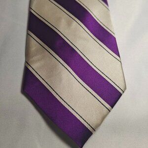 Express Purple White sripe Silk Men’s Neck Tie Made In China